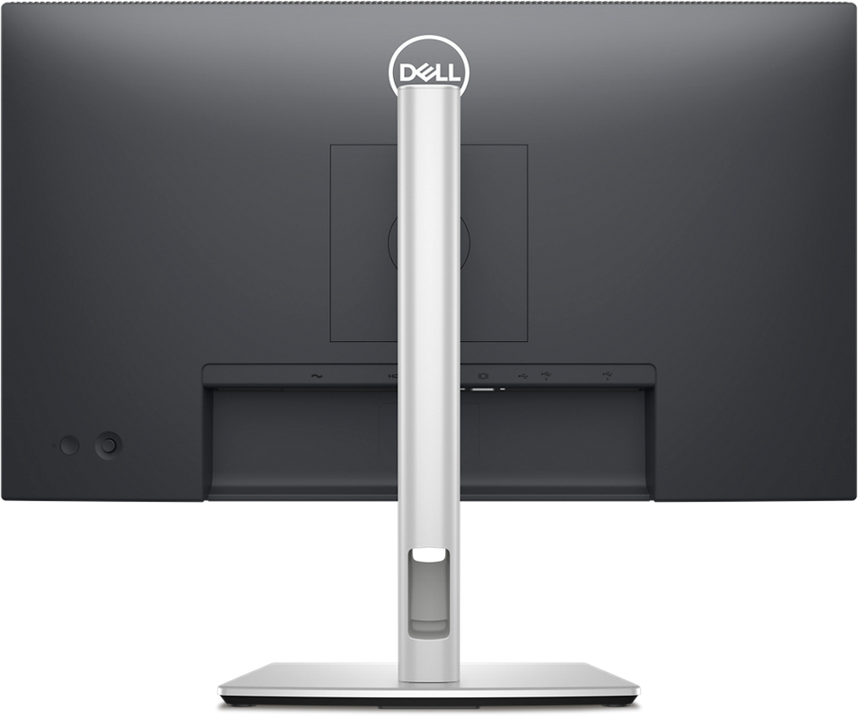 Vista de los múltiples puertos del monitor Dell P2425H, que funciona como un hub de conectividad.