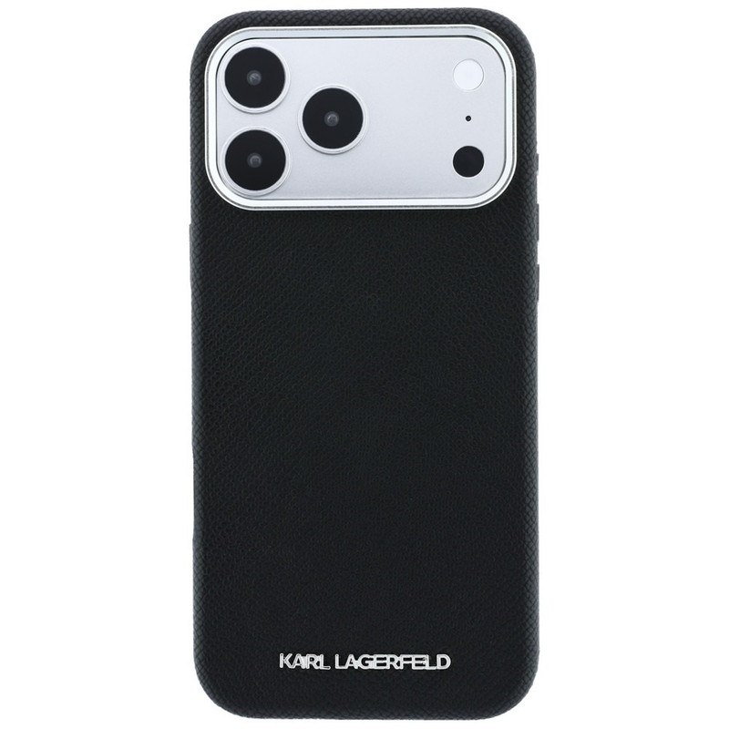 Husa pentru iPhone 18 Pro / iPhone 17 Pro Karl Lagerfeld Hardcase MagSafe Grained Leather Elongated Logo, Protectie ridicata, Calitate premium, Negru imageye 3283333