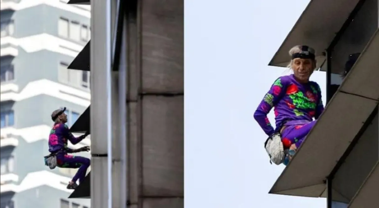 ‘Spiderman’ francés de 61 años escala edificio en Manila: VIDEO