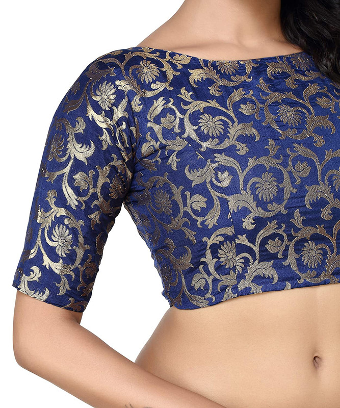 Blusa para mujer brocado de seda cosida saris diseño tradicional choli recortada - Imagen 7 de 27
