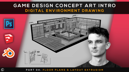 Game Design Concept Art Intro | Digital Environment Drawing | Part 4 | Floor Plan & Layout Extrusion