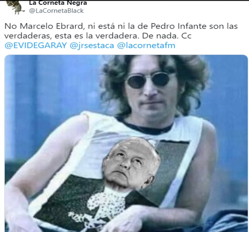 Marcelo Ebrard publica foto falsa de John Lennon y le llueven críticas