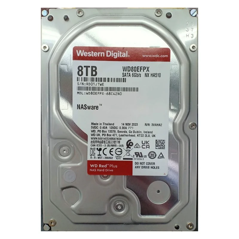 Etiqueta técnica do WD Red Plus 8TB