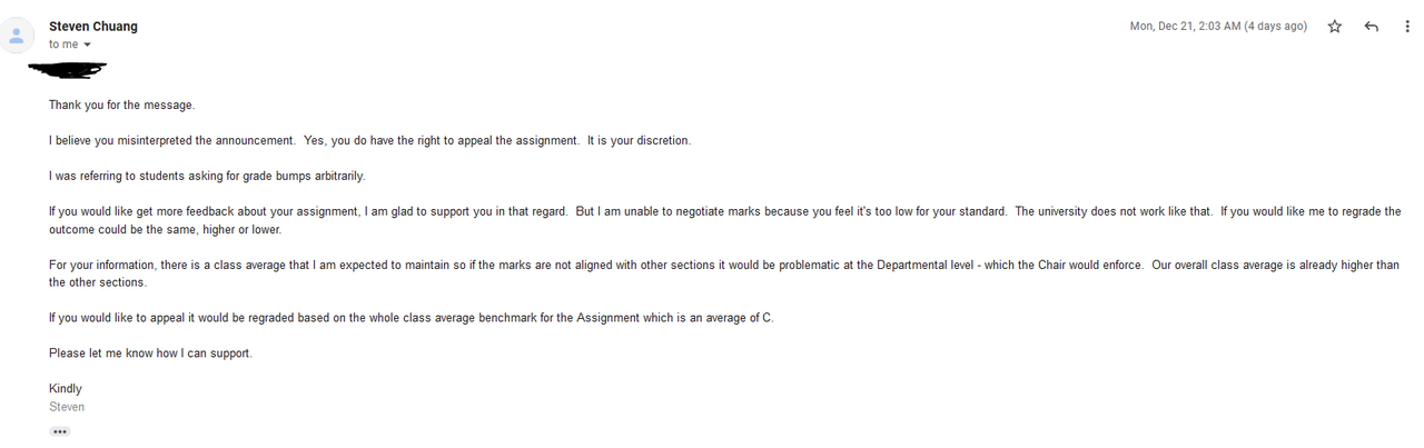 steven chuang response for why i shouldnt appeal
