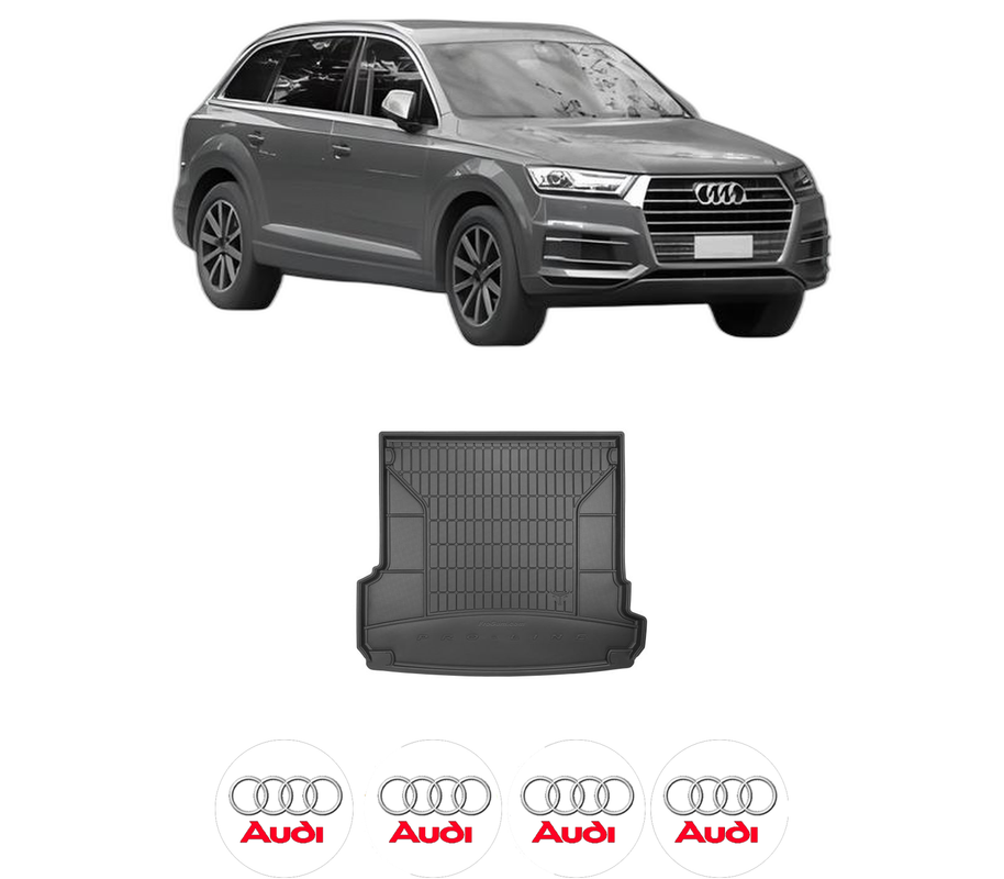 Tavita Portbagaj AUDI Q7 (4MB, 4MG, 4MQ) din 2015-2019, Protectie Portbagaj Auto, 4x Stickere auto cu AUDI