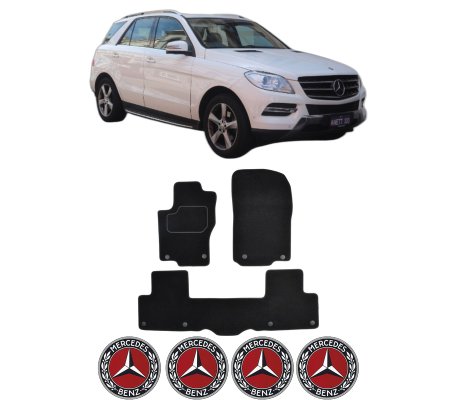 Set Covorase Presuri MERCEDES-BENZ M-CLASS (W166) din 2011-2015, Auto, Material Textil Mocheta, 4 Stickere auto cu MERCEDES-BENZ