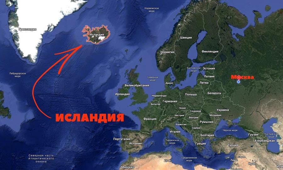 Исландия на карте Исландия на карте