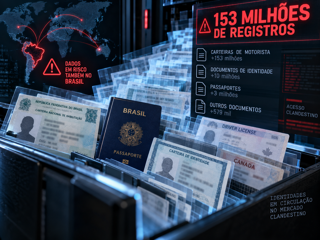 Megavazamento expõe 153 milhões de registros de identidade e acende alerta para documentos brasileiros