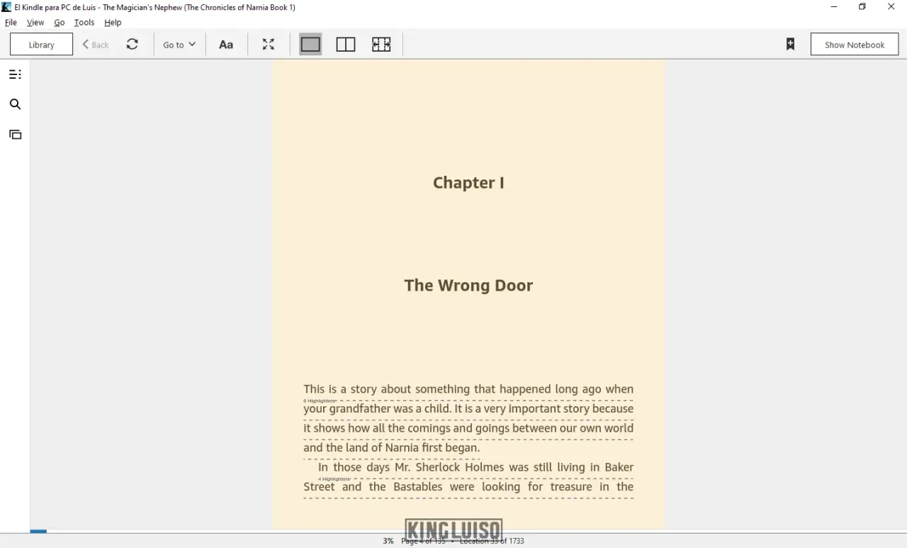 Muestra del capítulo 1 «The Wrong Door» del libro «Las Crónicas de Narnia en la edición en inglés