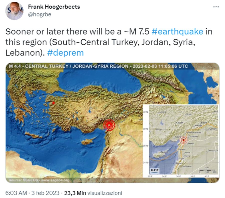 profezia Frank Hoogerbeets terremoto turchia