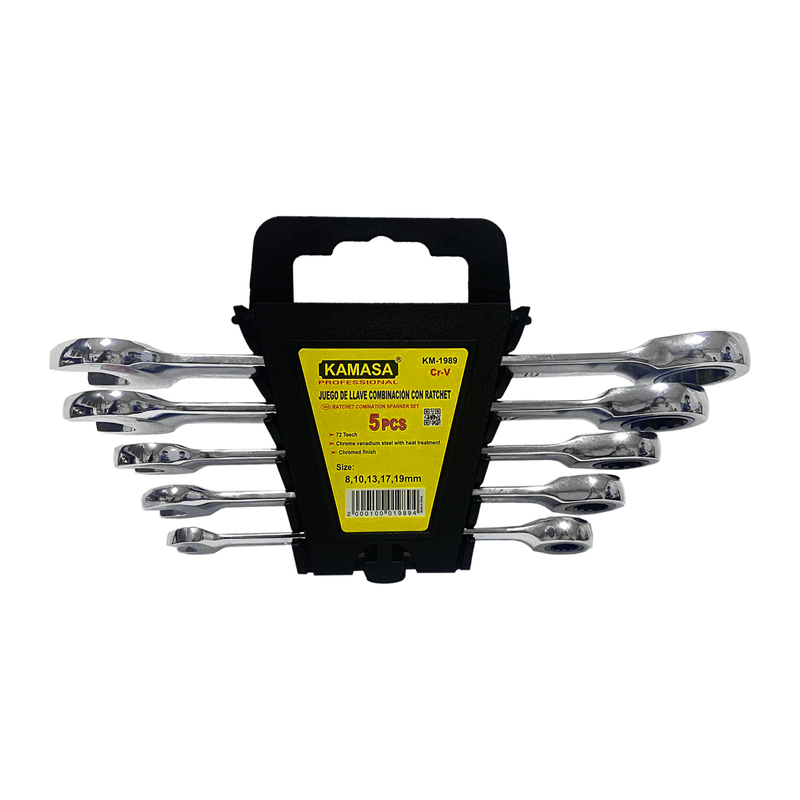 JGO DE LLAVE CON RATCHET ( X 5 PZAS) KAMASA