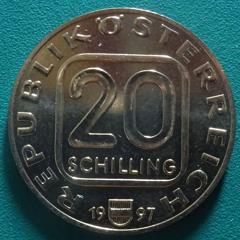 20 Chelines. Austria (1997) Catedral de san Esteban AUT-20-Chelines-1997-850-aniversario-catedral-de-san-Esteban-anv