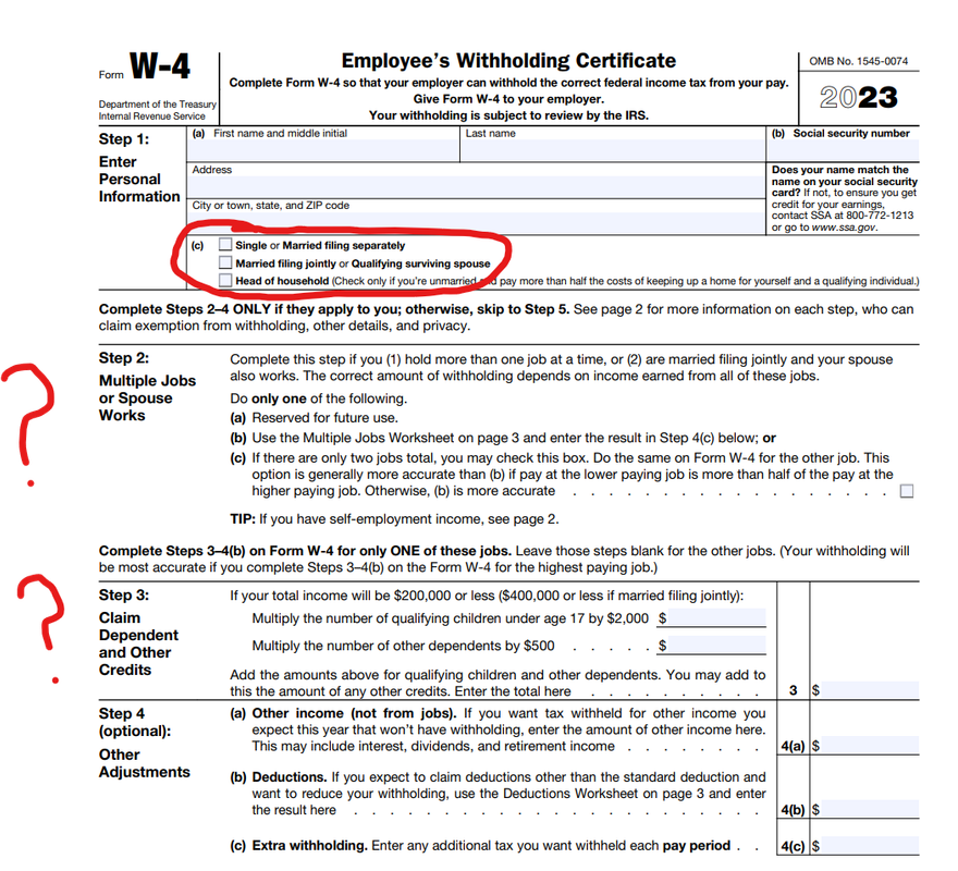 filling out w 4 form married