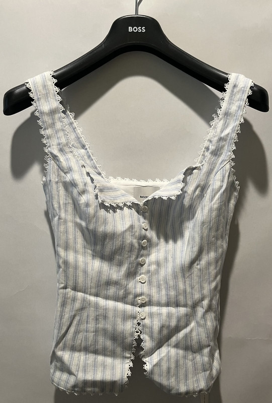 REFORMATION WOMENS VIOLA LINEN SWAN STRIPE BLOUSE SIZE 4 1317270SPW004