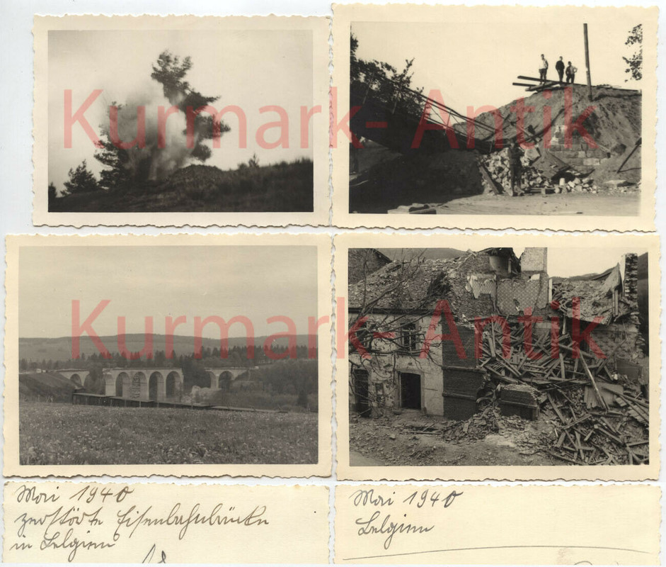 Fotos Wehrmacht Belgien 1940 Front combat Eisenbahn Brücke Ruinen