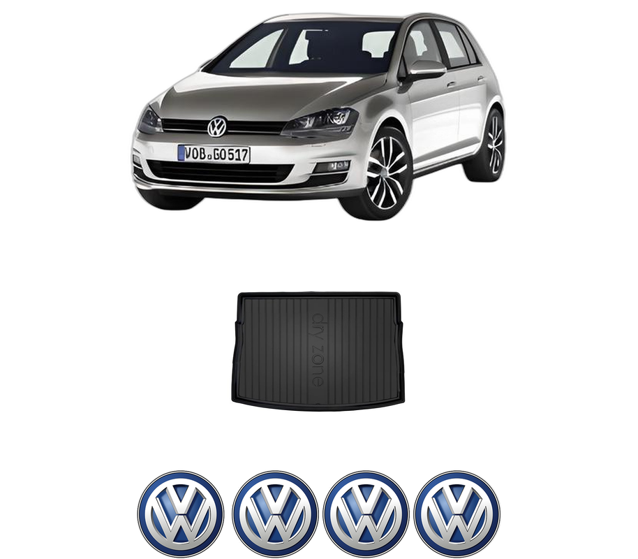 Tavita Portbagaj Volkswagen GOLF VII Van (5G1) din 2012-2017, Protectie Portbagaj Auto, 4x Stickere auto cu Volkswagen