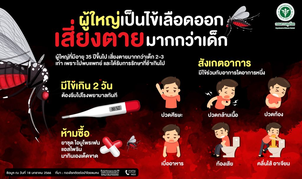 ผู้ใหญ่เป็นไข้เลือดออก เสี่ยงตายมากกว่าเด็ก