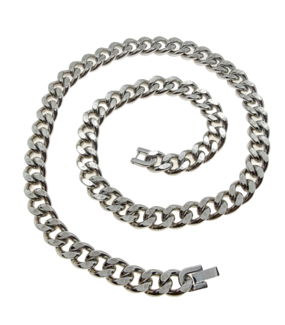 CASSIECA Set Collana E Bracciale Uomo – Catena Bizantina In Acciaio Inossidabile 316L – Larghezza 6/8 Mm