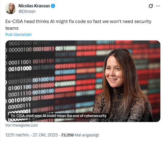 Ex-CISA-Chefin sagt Cybersecurity-Teams werden durch AI überflüssig