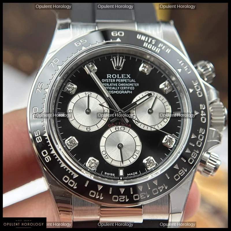 Rolex Daytona 126519LN Black Dial Diamond Indexes Oysterflex