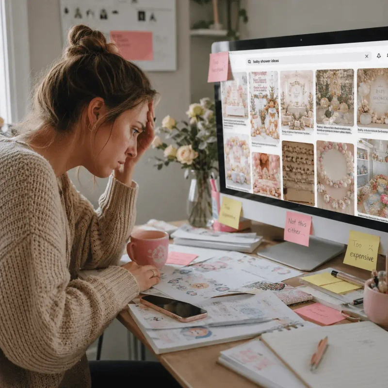 Searching baby shower ideas on Pinterest