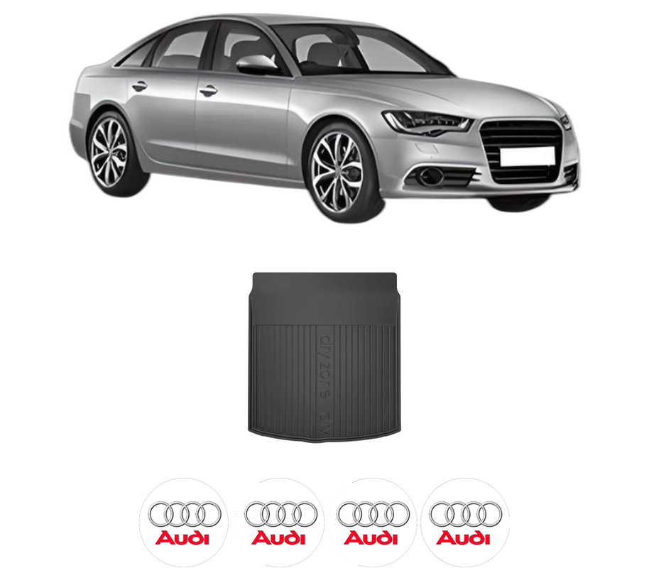 Tavita Portbagaj AUDI A6 C7 (4G2, 4GC) din 2010-2018, Protectie Portbagaj Auto, 4x Stickere auto cu AUDI