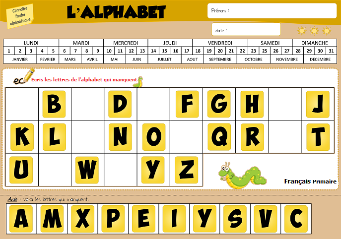 Connaitre l'ordre alphabétique