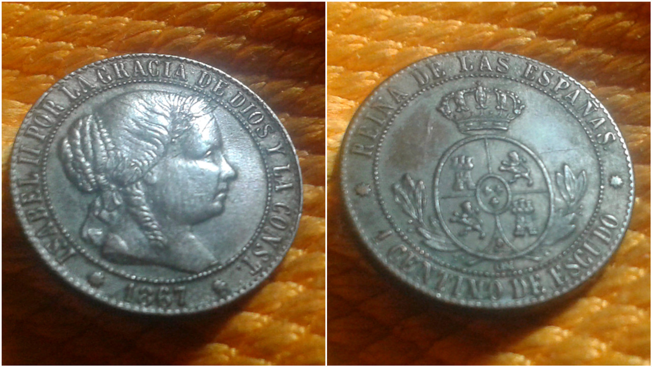 ¡El caldo de cultivo! 1 céntimo de escudo de 1867. Barcelona. Polish-20201217-231524251