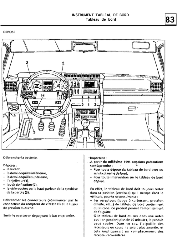 démontage tableau de bord