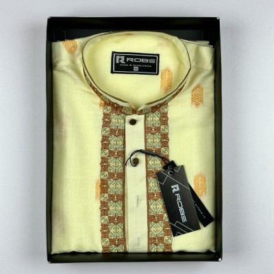 White Embroidered Viscose Panjabi