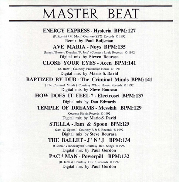 25/01/2023 - Various – Master Beat Volume Three (CD, Compilation, Promo)(Master Beat – MB CD 3)  1992 R-1323048-1209627803
