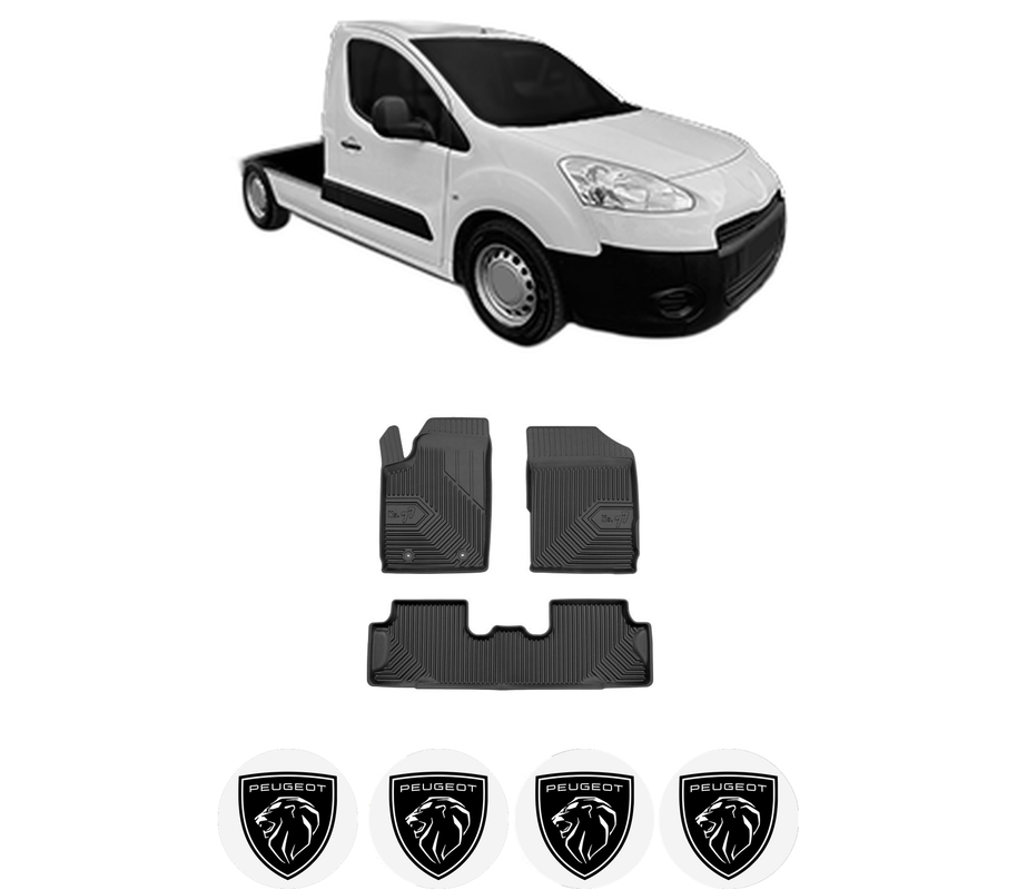 Set covorase presuri PEUGEOT PARTNER Platform/Chassis din 2009-2015, auto, din cauciuc thermoplastic, 4 Stickere auto cu PEUGEOT
