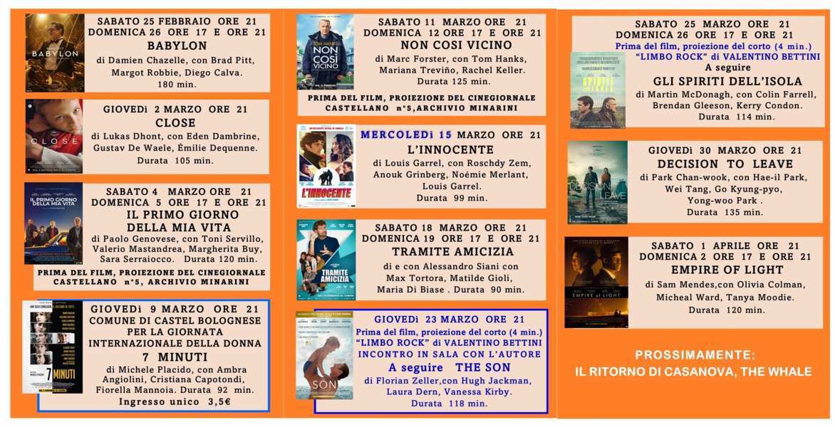 A marzo nuovo ciclo di film al cinema Moderno di Castel Bolognese