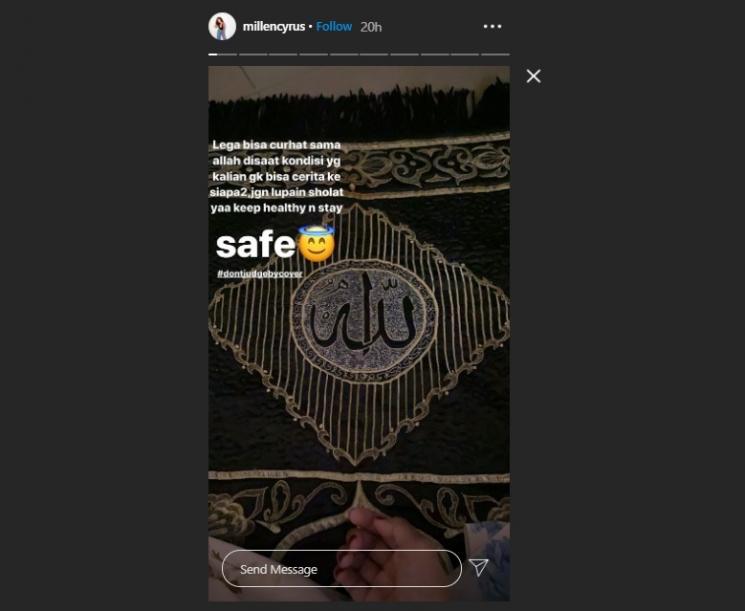 Instagram Story <a href='https://palembang.tribunnews.com/tag/millen-cyrus' title='Millen Cyrus'>Millen Cyrus</a>
