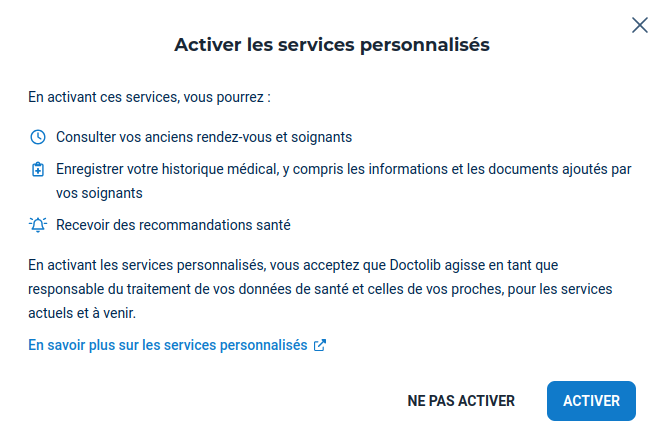 capture d'écran de la demande