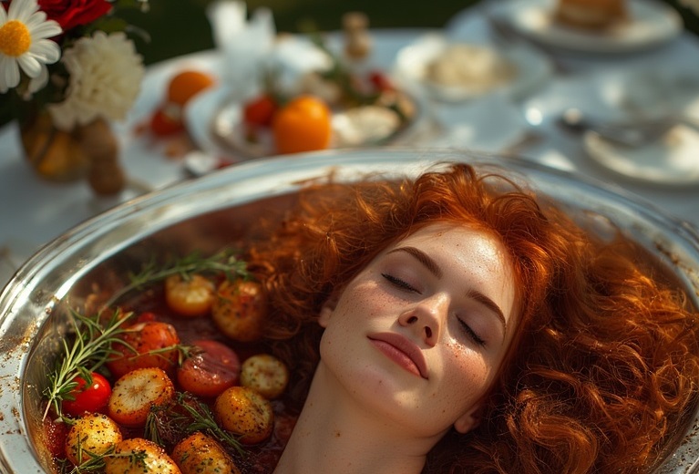 Garden wedding wom served Redhair 0 15