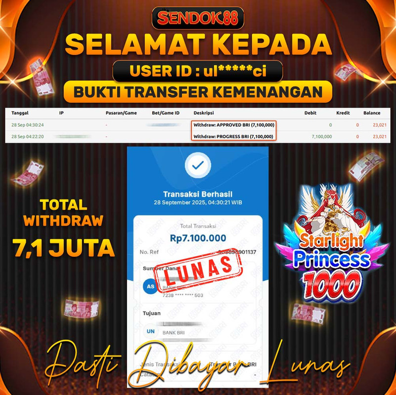 SENDOK88 JEPE! STARLIGHT PRINCESS 1000 Rp 7.100.000,- LUNAS!