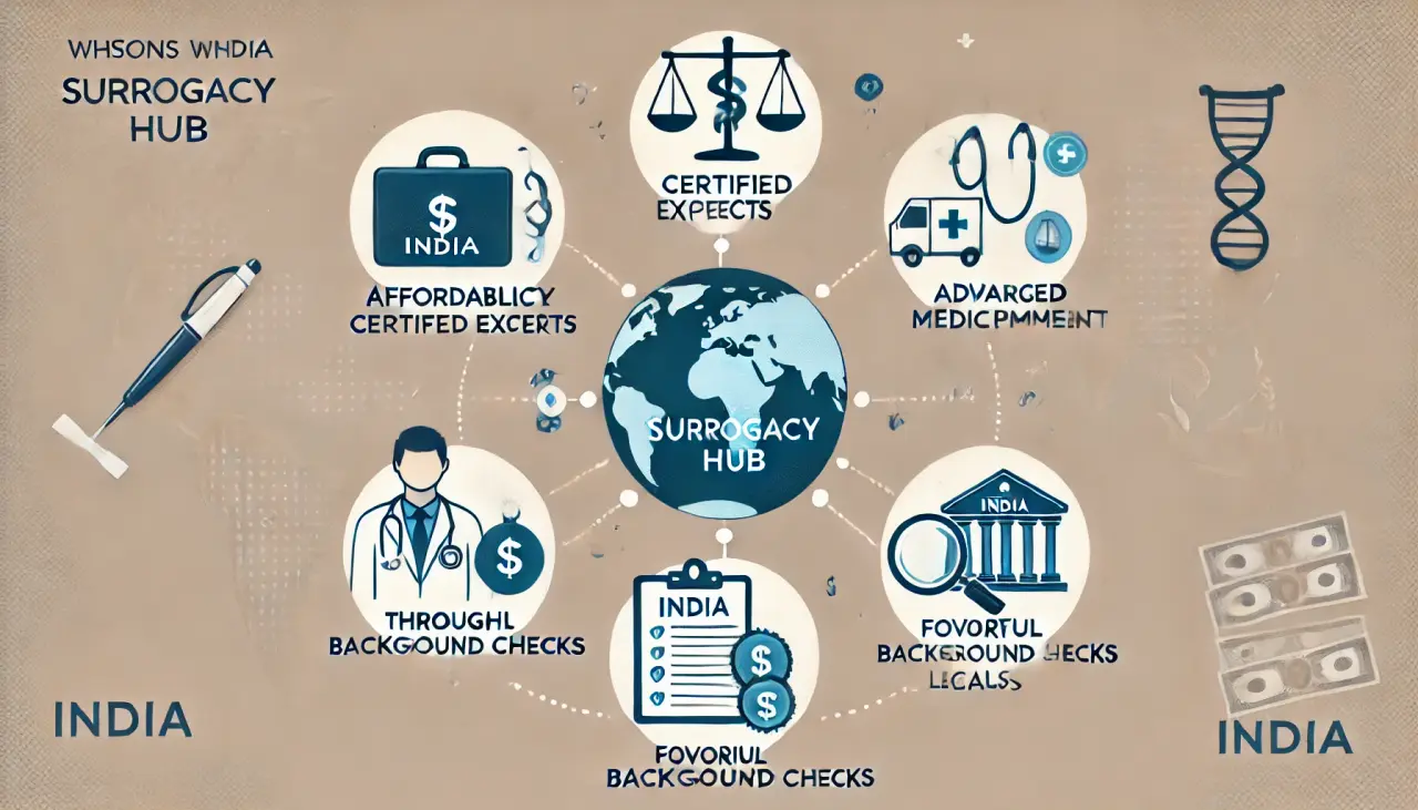 Reasons why India is a surrogacy hub: affordable cost, certified experts, advanced equipment, background checks, and favorable laws