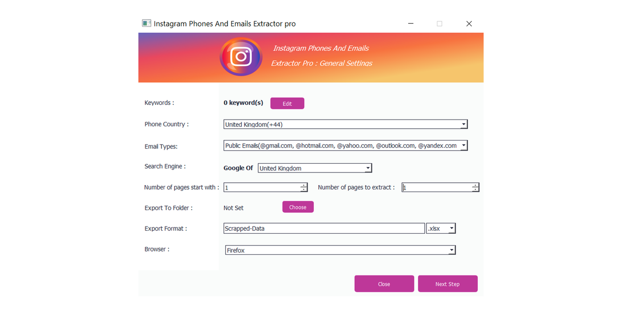 Twitter & Instagram Phones And eMails Extractor Pro - 3