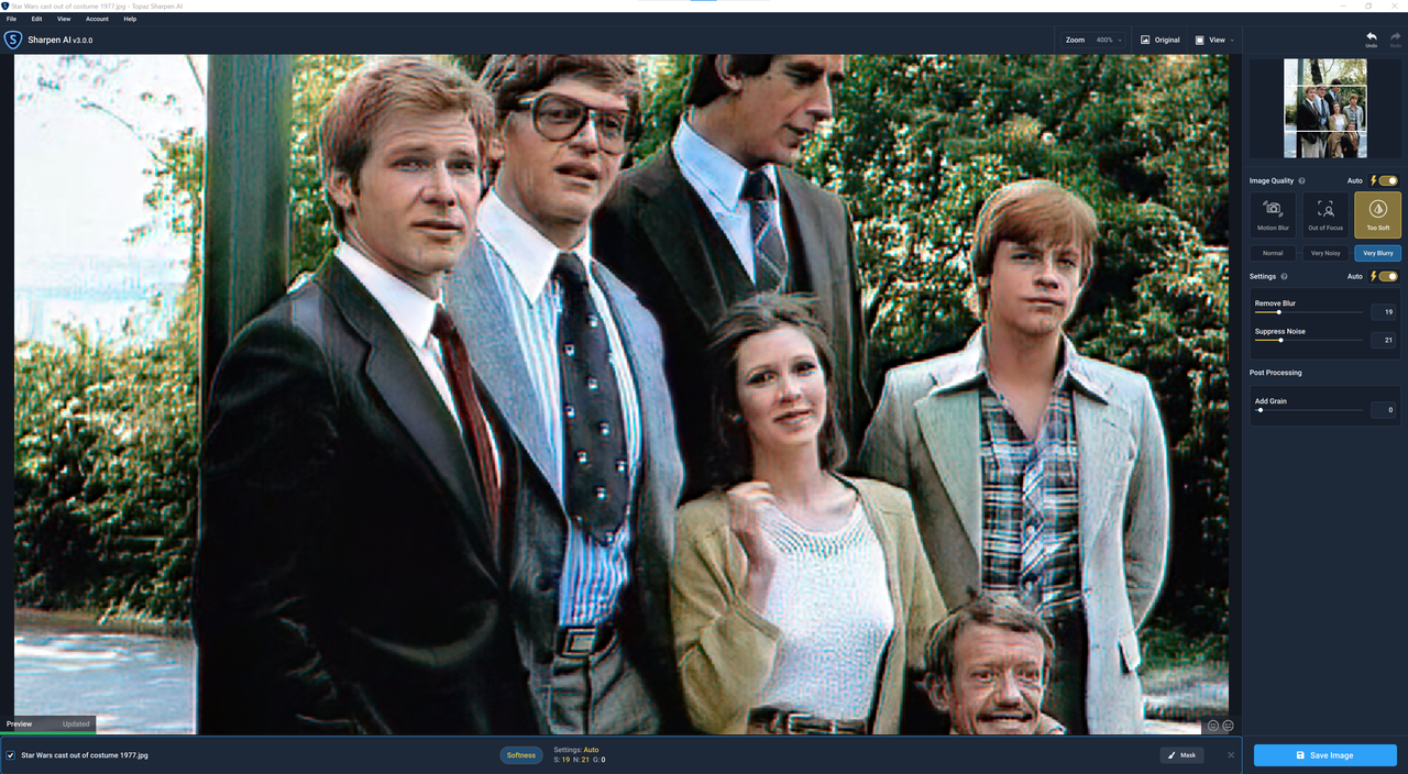 Screenshot showing pixelated preview