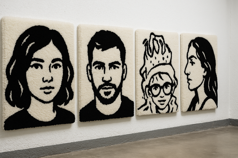 SideArt Porträt Teppich – handgetuftetes Portrait von Dr. INTJ