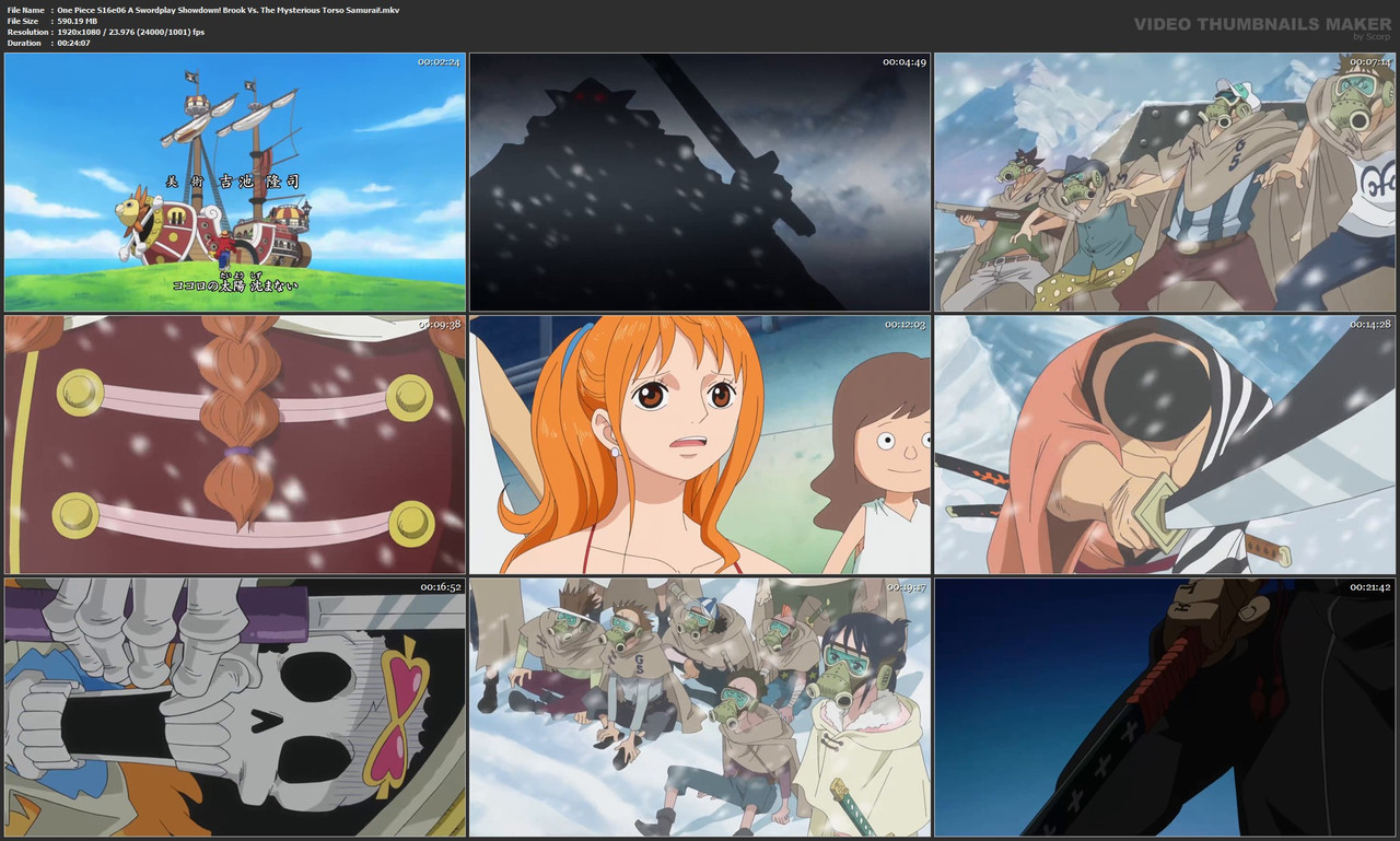 One Piece S16e06 A Swordplay Showdown! Brook Vs. The Mysterious Torso Samurai!.mkv