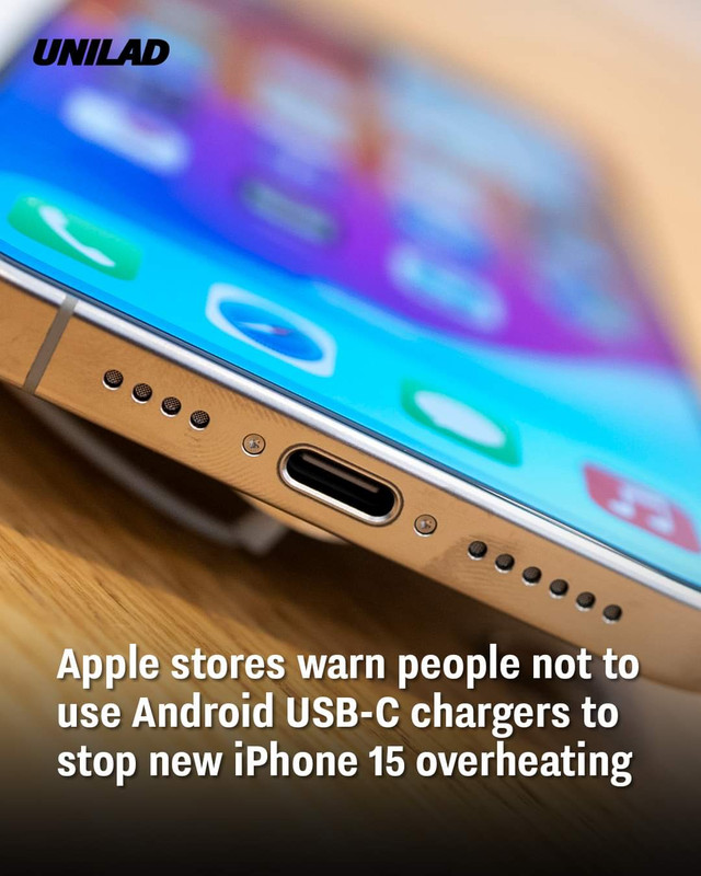 Chinese Apple stores issue iPhone 15 overheating warning for people using  Android USB-C chargers
