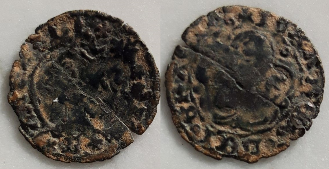 Dinero coronado o cornado de Juan II. Burgos J2a