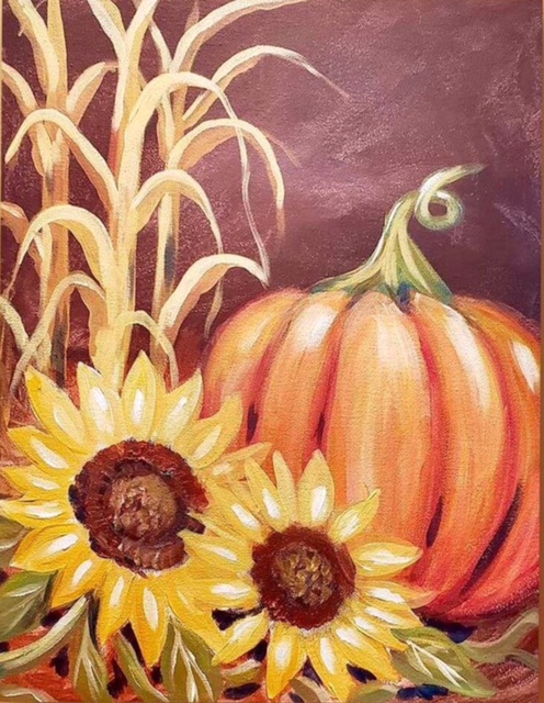 Dec 03rd 10am Sunflower Pumpkin 9x12 canvas