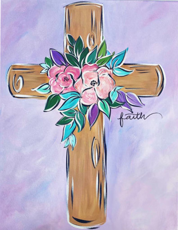 Dec 30th 10a Faith Cross 9x12 canvas and black sharpie