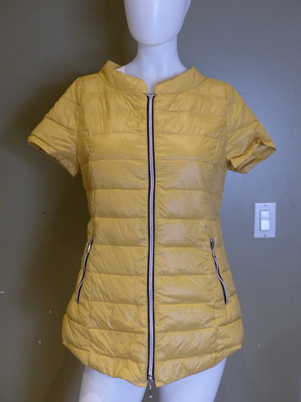 MY ANORAK QUILTED SHORT SLEEVE SHIRTTAIL JACKET MUSTARD WOMENS S
