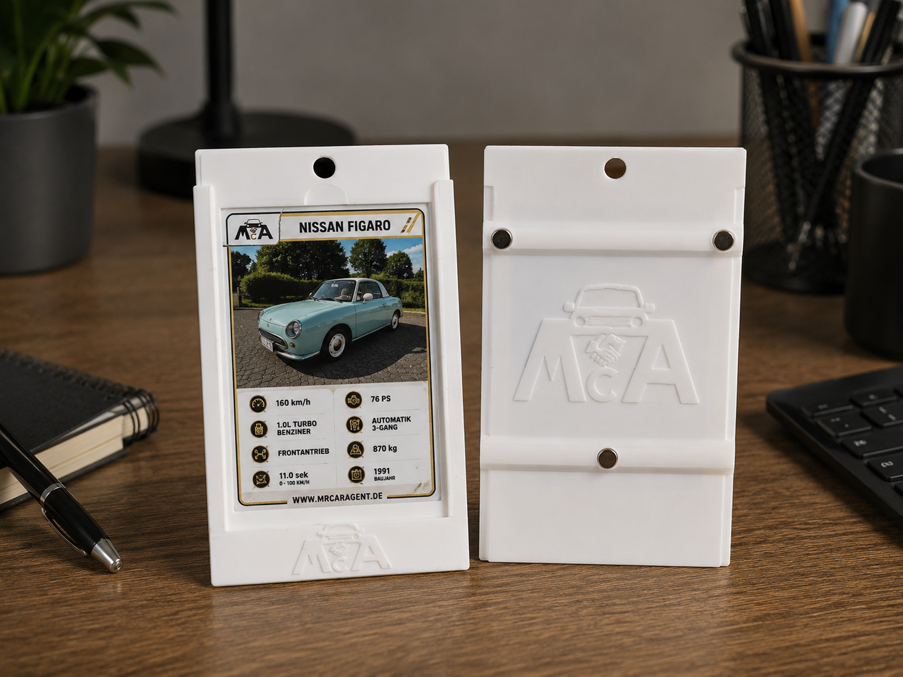 MrCarAgent Memorians weiße Halterung Nissan Figaro