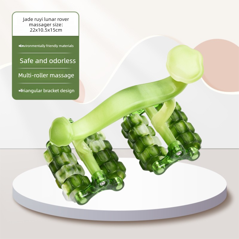 2-Pcs Green Manual Roller Massager Handheld Full Body Relaxation Tool for Back Waist Legs Moon Car Design Ergonomic Deep Tissue Massage for global Homes