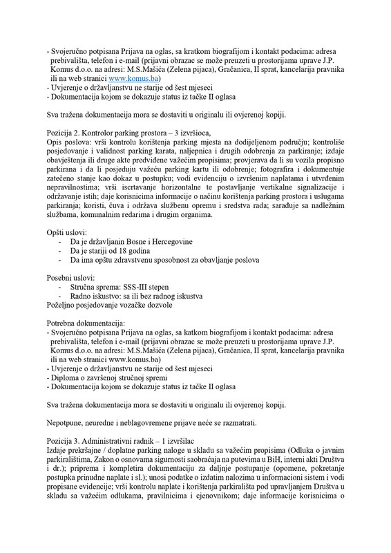 Javni oglas za prijem u radni odnos page 0002